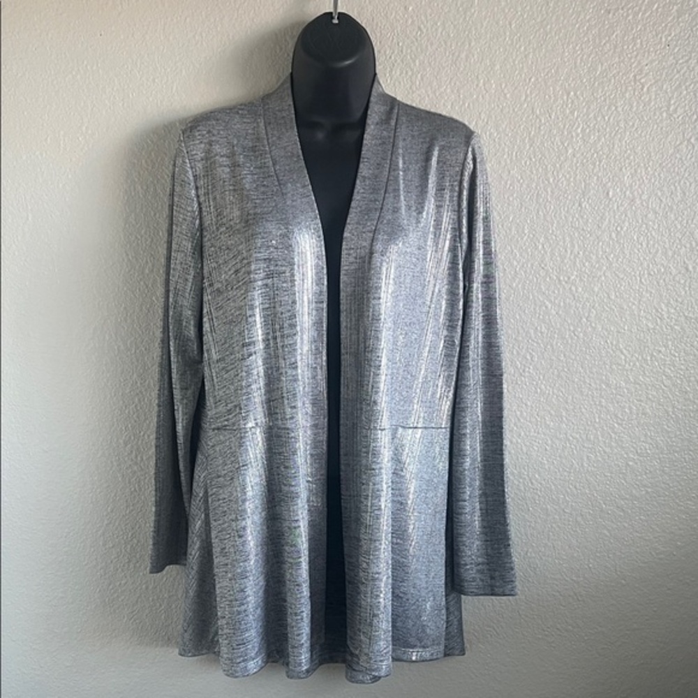 Susan Graver Gray Open Front Cardigan